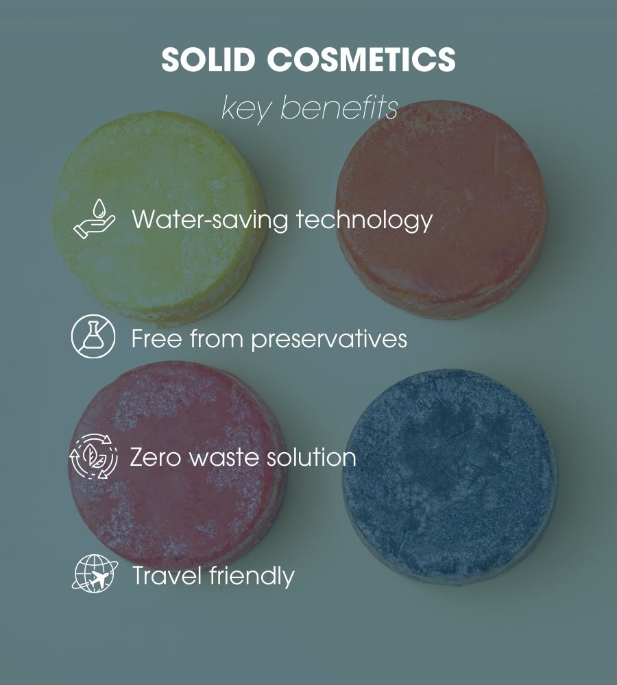 Infografica sui vantaggi dei cosmetici solidi